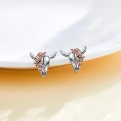 Cupenda Wolf/Dinosaurier Ohrringe Sterling Silber Heulender Wolfskopf mit