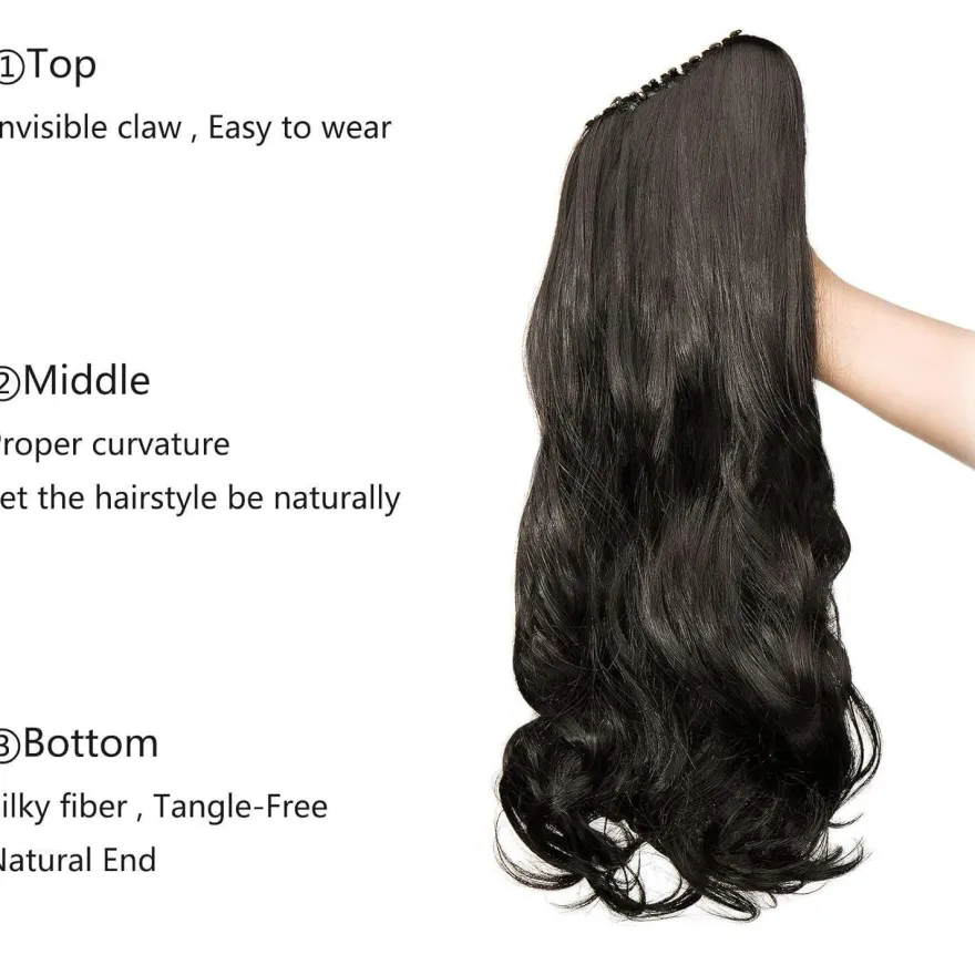 Cybelleza Clip in Ponytail Extensions Zopf Haarteil Gewellt Lockig Kunsthaare