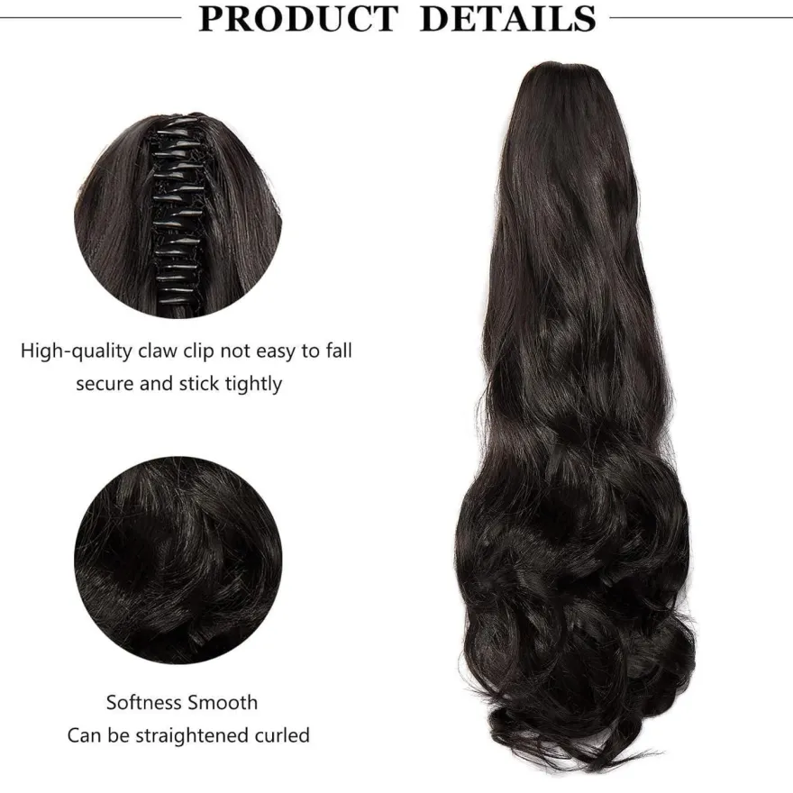 Cybelleza Clip in Ponytail Extensions Zopf Haarteil Gewellt Lockig Kunsthaare