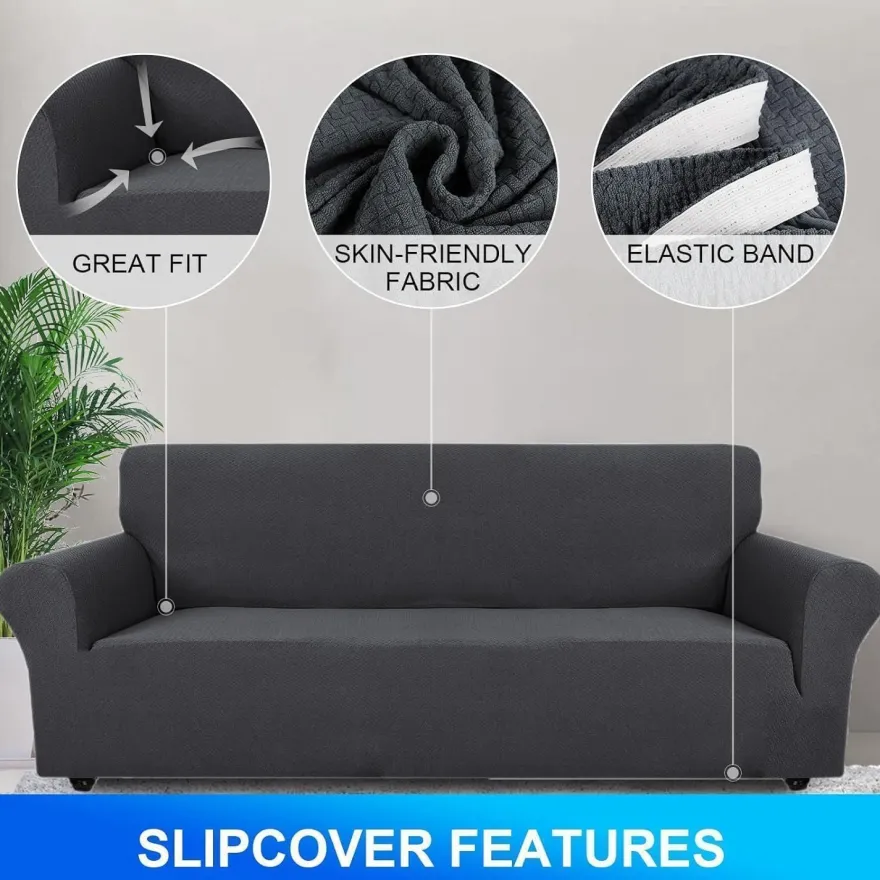 Cycmaco High Stretch 4-Sitzer Sofa Überzug, rutschfest, waschbar, Jacquard