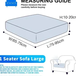 Cycmaco Samt Sitzkissenbezug für Sofas, Stretch, rutschfest, waschbar, Khaki