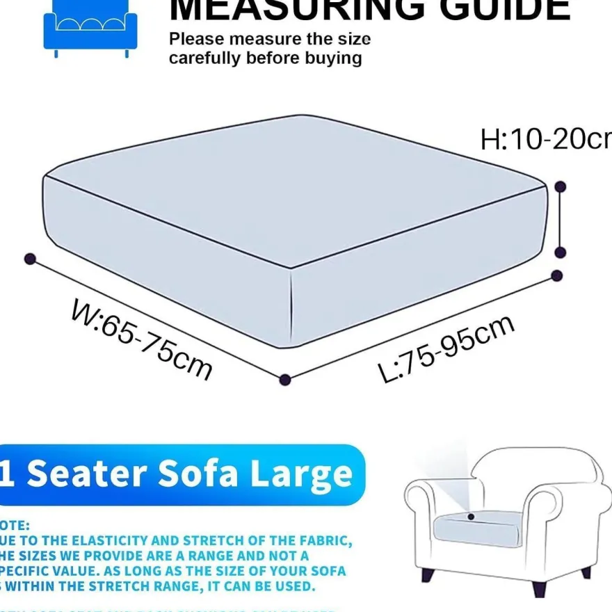 Cycmaco Samt Sitzkissenbezug für Sofas, Stretch, rutschfest, waschbar, Großer