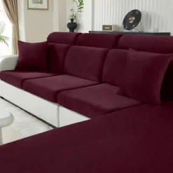 Cycmaco Samt Sitzkissenbezug für Sofas, Stretch, rutschfest, waschbar, Großer