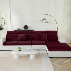 Cycmaco Samt Sitzkissenbezug für Sofas, Stretch, rutschfest, waschbar, Großer