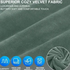 Cycmaco Samt Sofa Überzug 2 Sitzer, elastisch, rutschfest, hellgrün