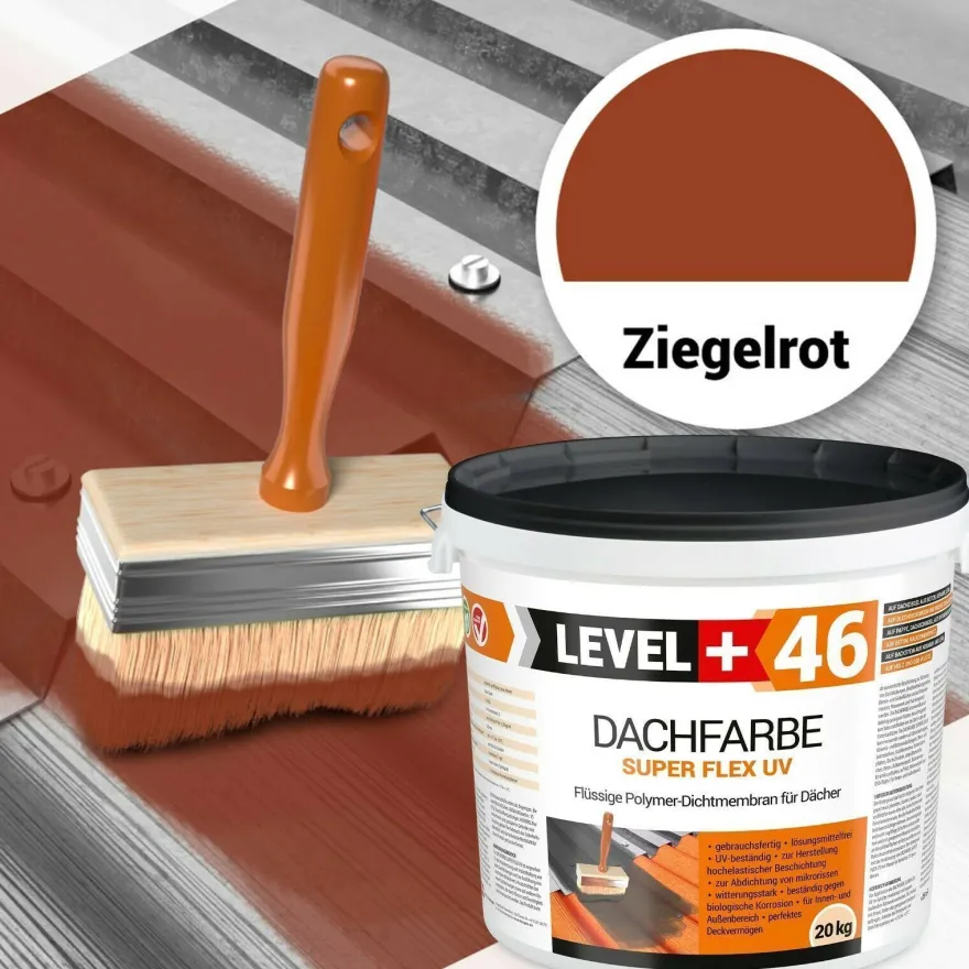 Dachfarbe Sockelfarbe Flexibler Dachlack UV-beständig Ziegelrot 20,0kg L+46