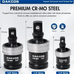 DAKCOS 3-tlg. Kraft-Kugelgelenk Kreuzgelenk-Set 1/4