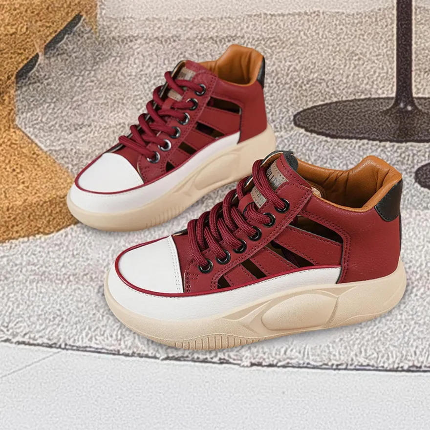 Damen-Freizeitschuhe, Plateau-Turnschuhe, rutschfeste Mode- mit dicken Sohlen,
