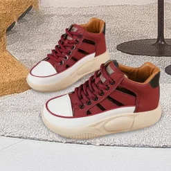 Damen-Freizeitschuhe, Plateau-Turnschuhe, rutschfeste Mode- mit dicken Sohlen,