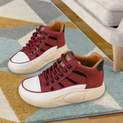 Damen-Freizeitschuhe, Plateau-Turnschuhe, rutschfeste Mode- mit dicken Sohlen,