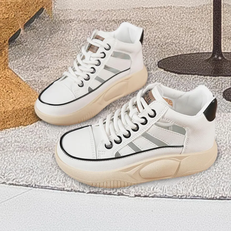 Damen-Freizeitschuhe, Plateau-Turnschuhe, rutschfeste Mode- mit dicken Sohlen,