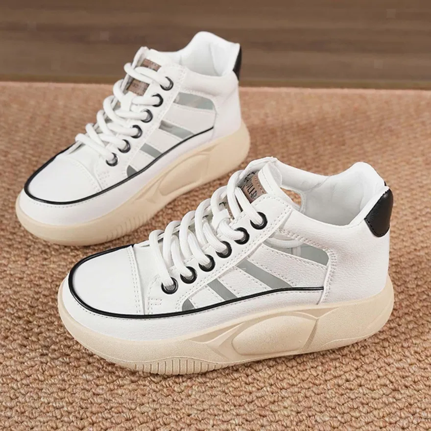 Damen-Freizeitschuhe, Plateau-Turnschuhe, rutschfeste Mode- mit dicken Sohlen,