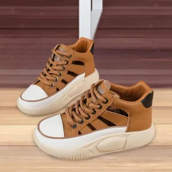 Damen-Freizeitschuhe, Plateau-Turnschuhe, rutschfeste Mode- mit dicken Sohlen,