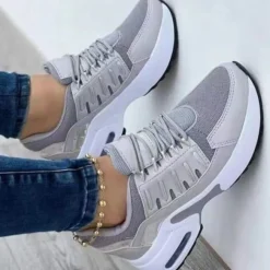 Damen Freizeit Turnschuhe Turnschuhe Damen Keilabsatz Schnurabsatz Sport Fitness Schu