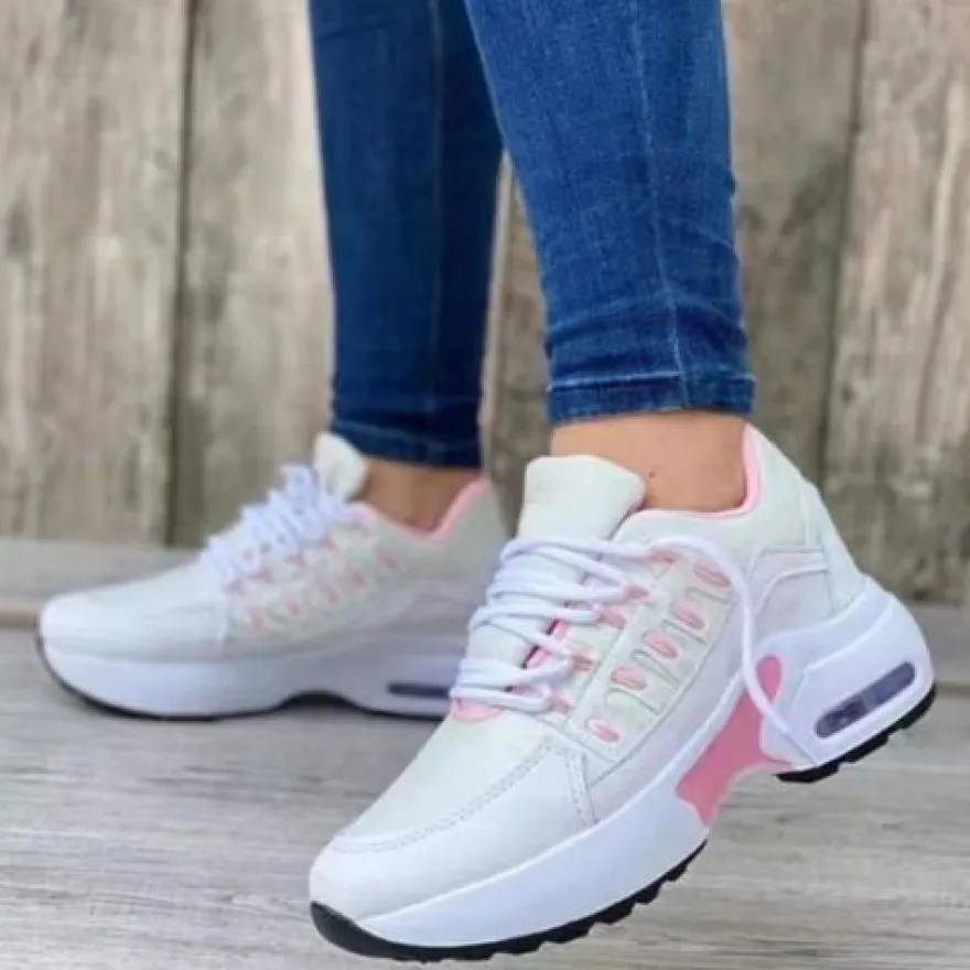 Damen Freizeit Turnschuhe Turnschuhe Damen Keilabsatz Schnurabsatz Sport Fitness Schu