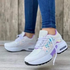 Damen Freizeit Turnschuhe Turnschuhe Damen Keilabsatz Schnurabsatz Sport Fitness Schu