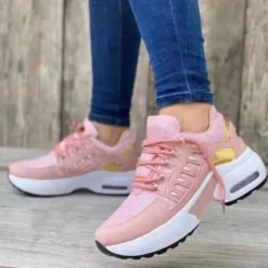 Damen Freizeit Turnschuhe Turnschuhe Damen Keilabsatz Schnurabsatz Sport Fitness Schu