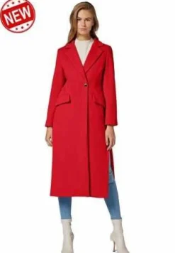 Damenmantel Ricano Grazia rot wadenlanger Langmantel