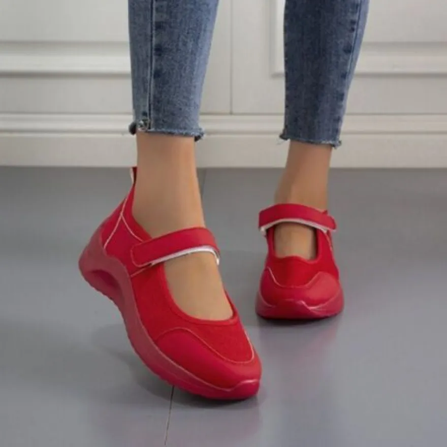 Damen Mary Jane Keil Freizeitschuhe Frauen Plattform Sport Komfort Wanderschuh