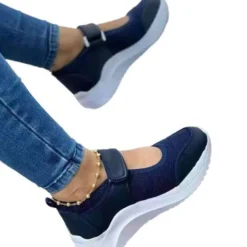 Damen Mary Jane Keil Freizeitschuhe Frauen Plattform Sport Komfort Wanderschuh