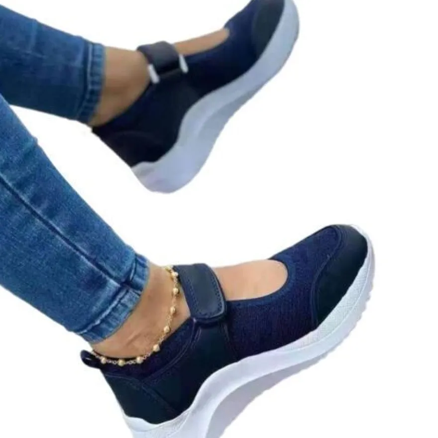 Damen Mary Jane Keil Freizeitschuhe Frauen Plattform Sport Komfort Wanderschuh
