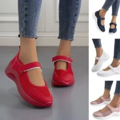 Damen Mary Jane Keil Freizeitschuhe Frauen Plattform Sport Komfort Wanderschuh