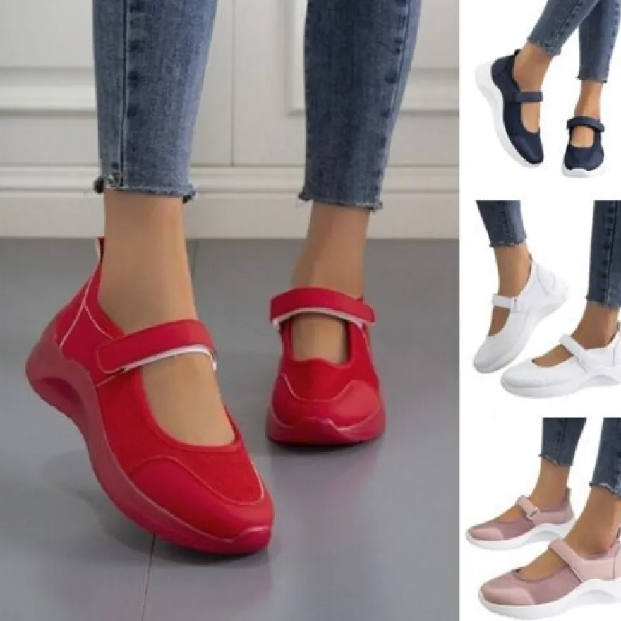 Damen Mary Jane Keil Freizeitschuhe Frauen Plattform Sport Komfort Wanderschuh