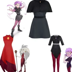 Damen Outfit The Owl House Cosplay Kostüme Amity Edalyn Luz Kleid Schulkleid Rock