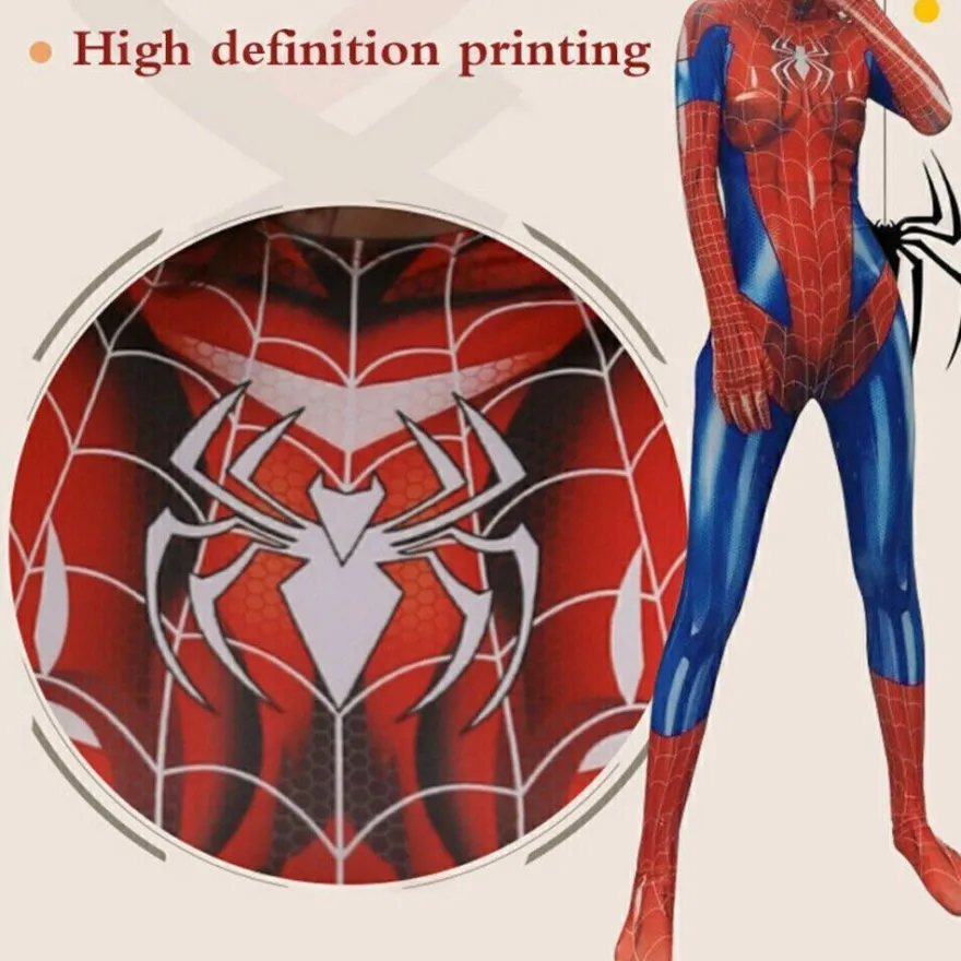 Damen Sexy Karneval Cosplay Spiderman Damen Kostum Superhero Party Jumpsuit