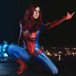 Damen Sexy Karneval Cosplay Spiderman Damen Kostum Superhero Party Jumpsuit