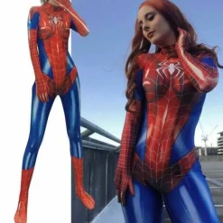 Damen Sexy Karneval Cosplay Spiderman Damen Kostum Superhero Party Jumpsuit
