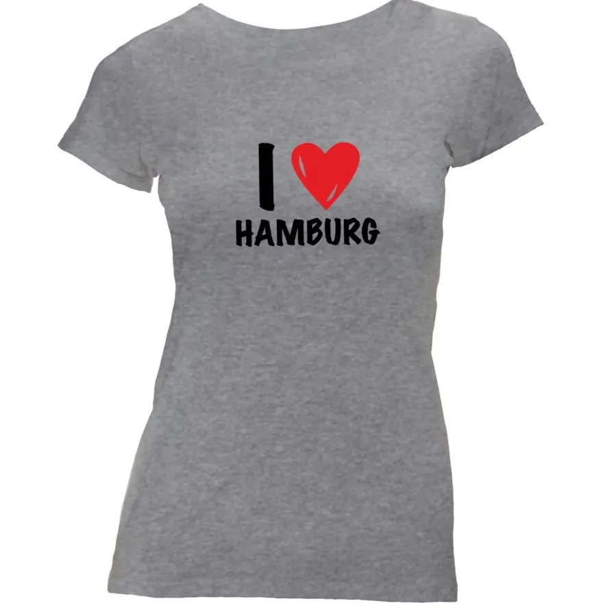 Damen T-Shirt I love Hamburg