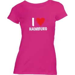 Damen T-Shirt I love Hamburg