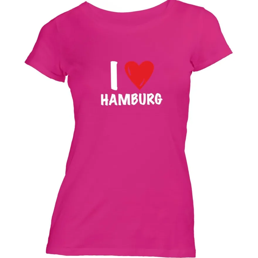 Damen T-Shirt I love Hamburg