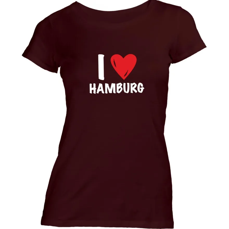 Damen T-Shirt I love Hamburg