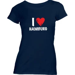 Damen T-Shirt I love Hamburg