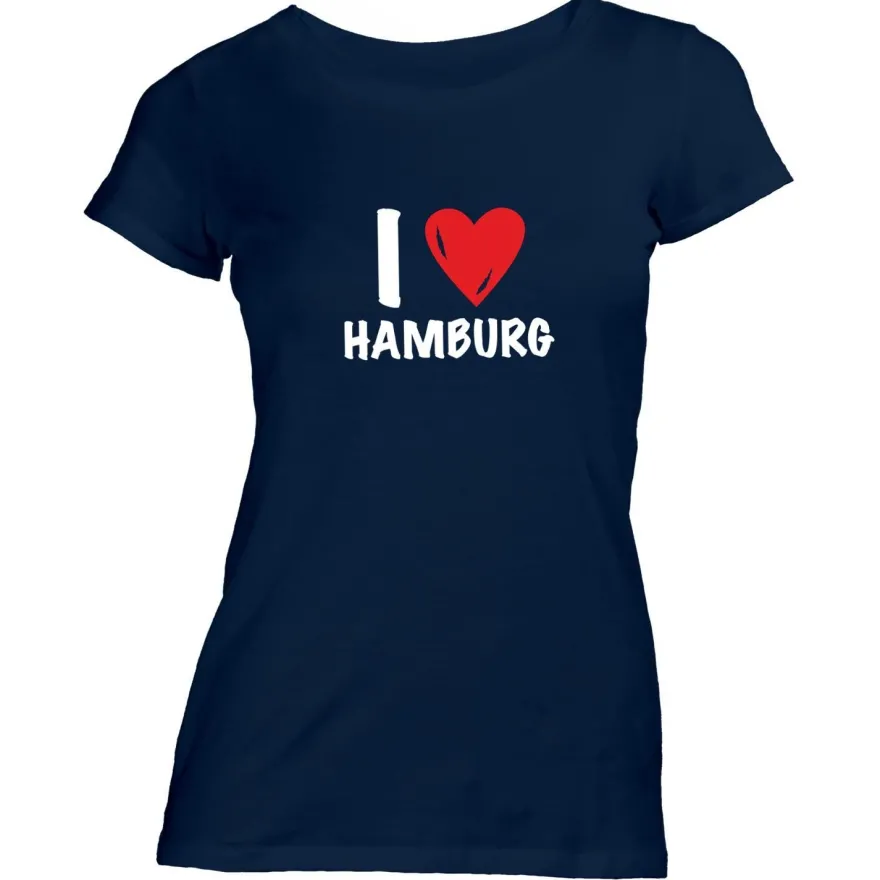 Damen T-Shirt I love Hamburg