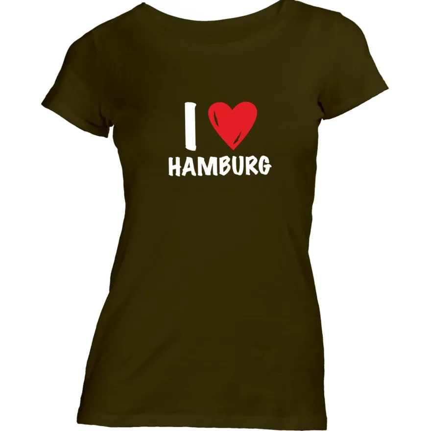 Damen T-Shirt I love Hamburg