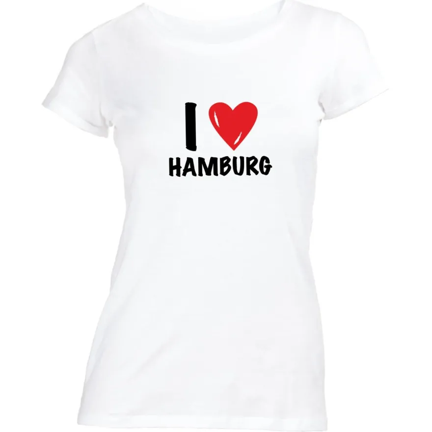 Damen T-Shirt I love Hamburg