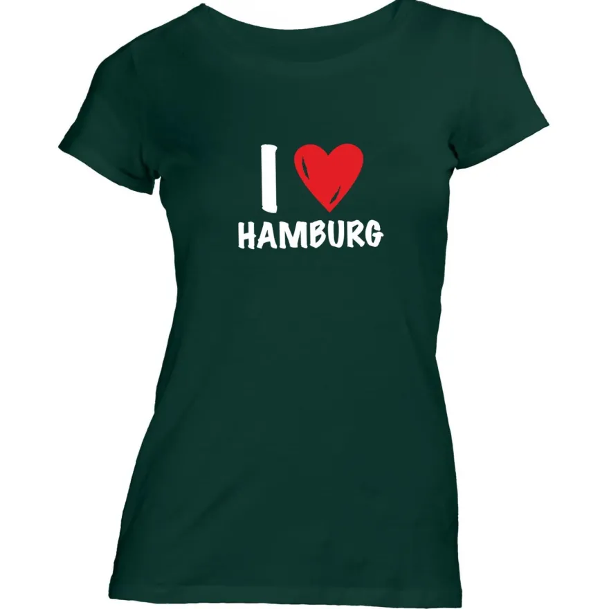 Damen T-Shirt I love Hamburg