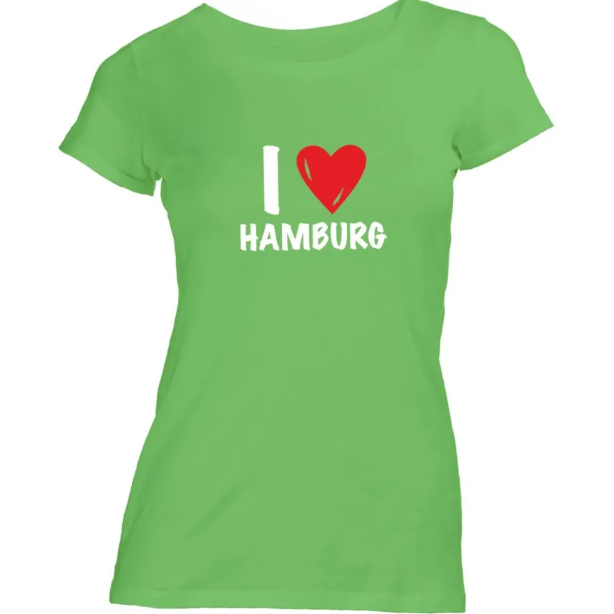 Damen T-Shirt I love Hamburg
