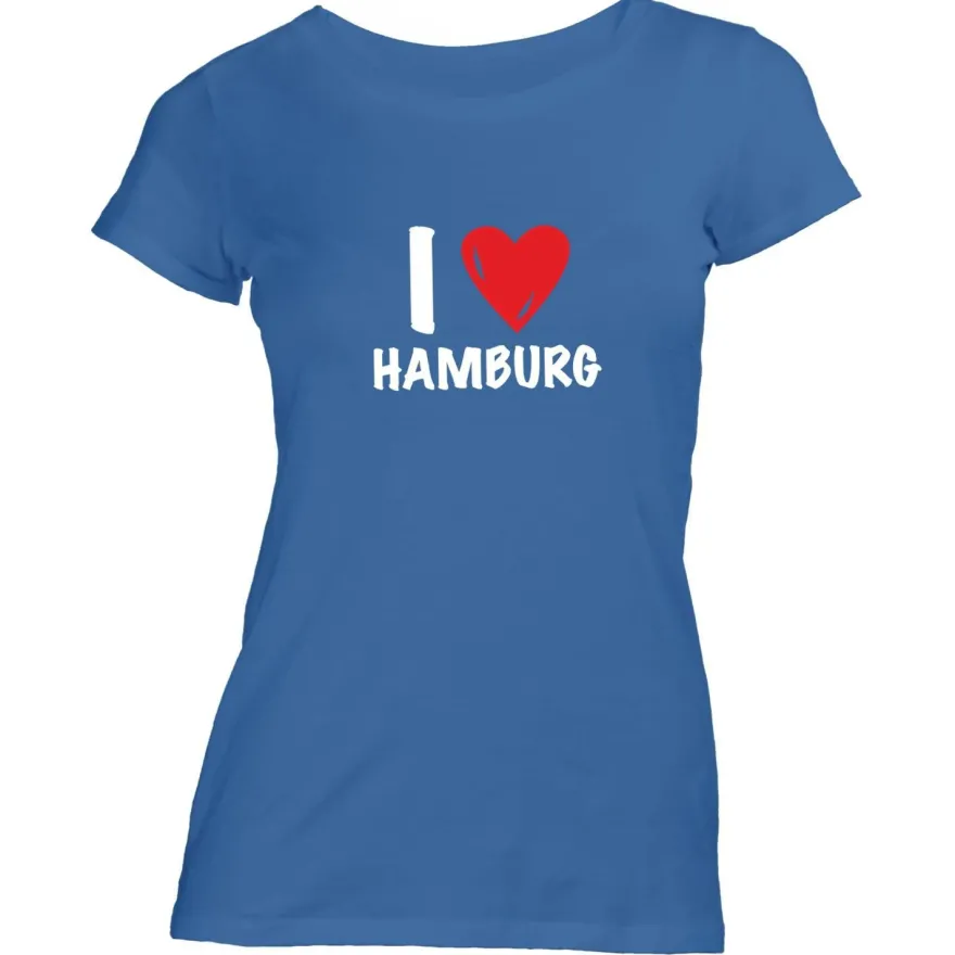 Damen T-Shirt I love Hamburg