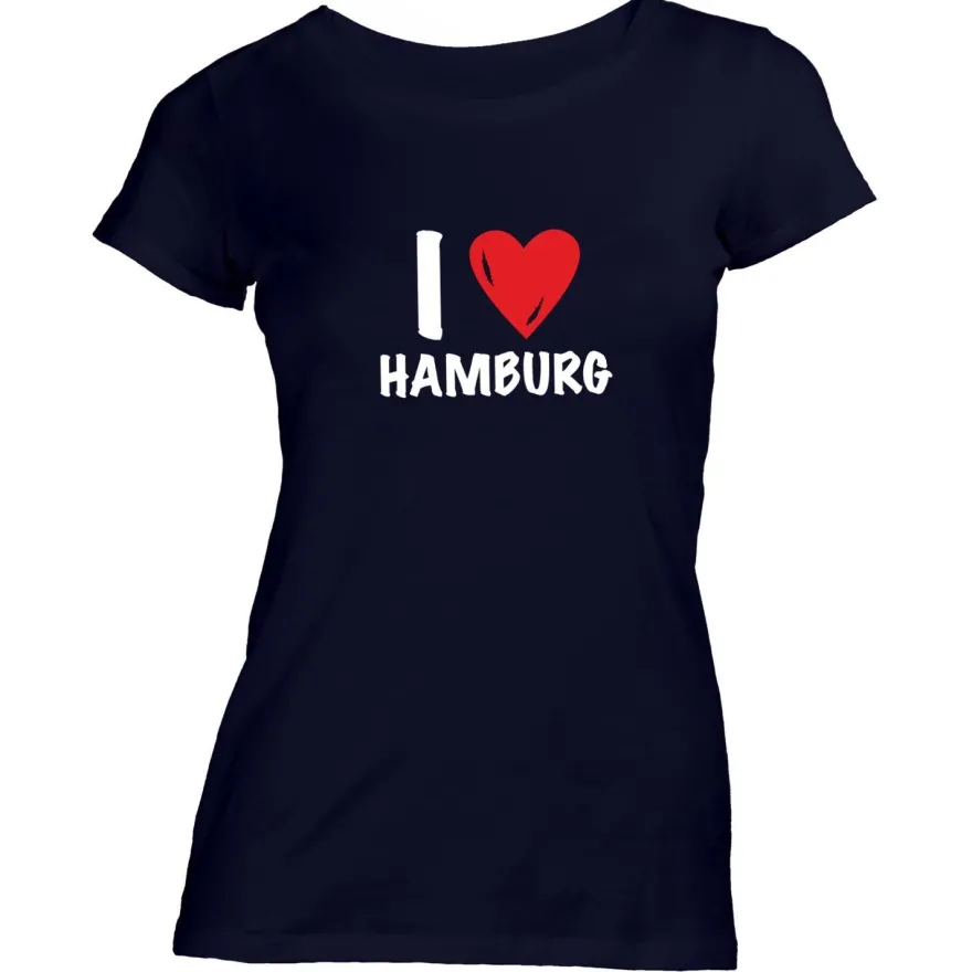 Damen T-Shirt I love Hamburg
