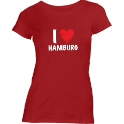 Damen T-Shirt I love Hamburg