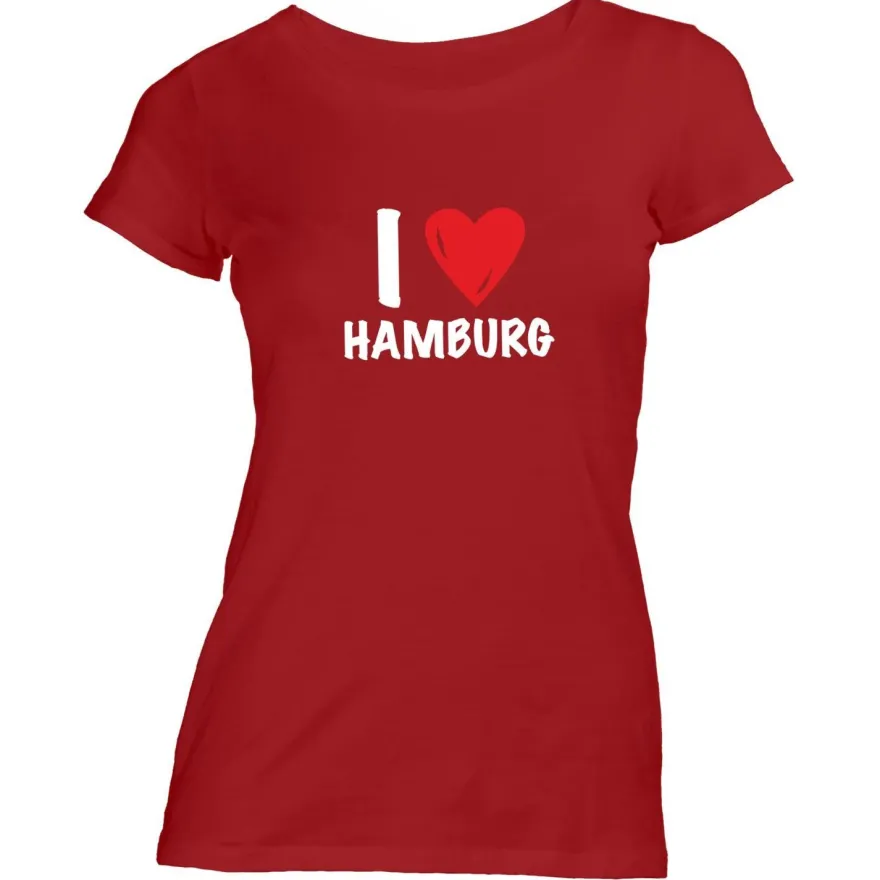 Damen T-Shirt I love Hamburg