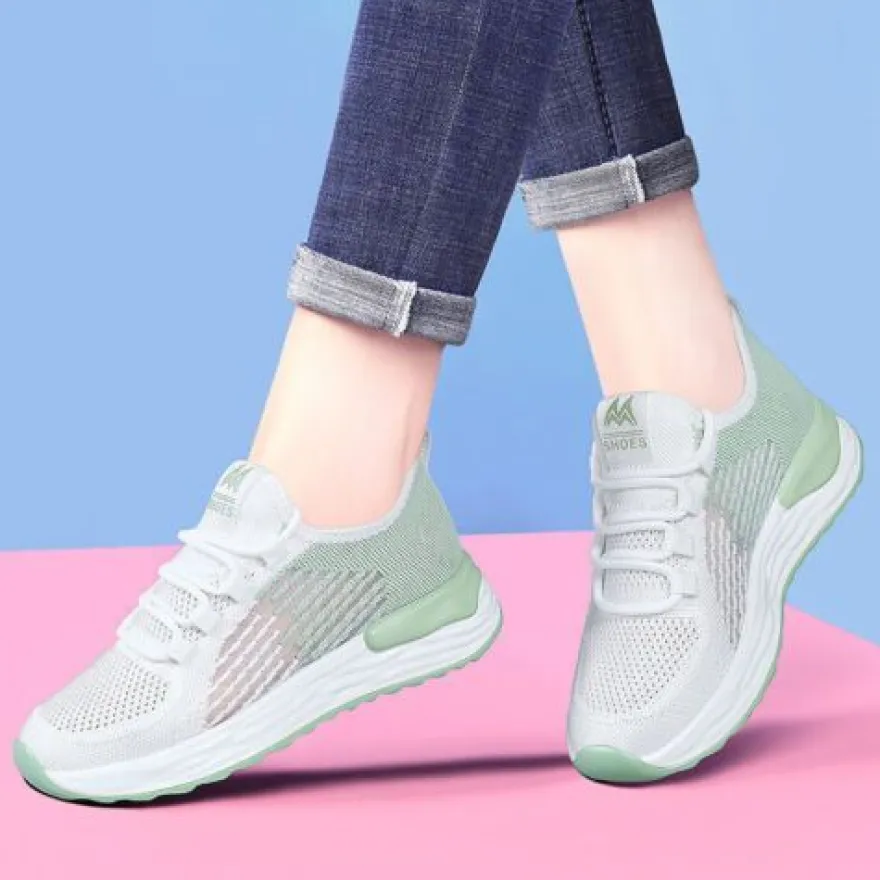 Damen Turnschuhe Gittergewebe Laufschuh Frauen Slip Gehen Sport Sportschuhe