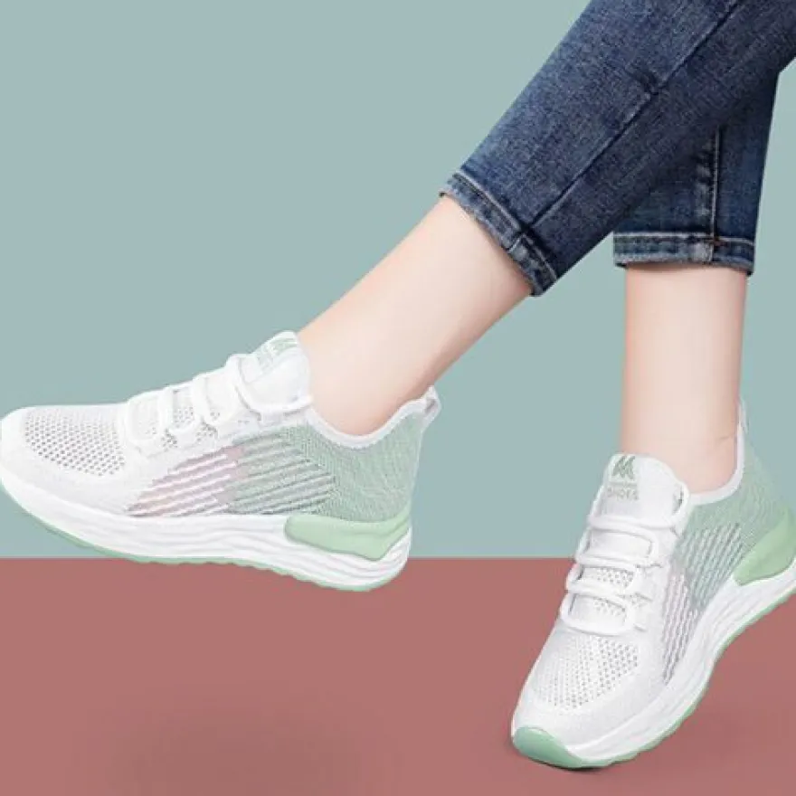 Damen Turnschuhe Gittergewebe Laufschuh Frauen Slip Gehen Sport Sportschuhe
