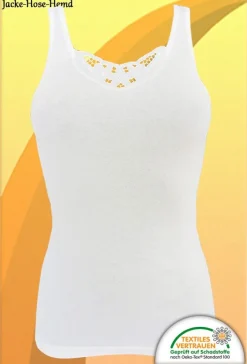 Damen-Unterhemd Lady-Top Weiß gekämmte Baumwolle Achselhemd Gr. 38 bis 62 NEU