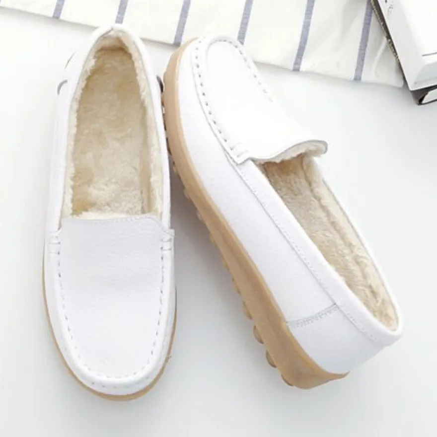 Damen Warme Slipper Schlupfen Wohnungen Frauen Rutschfest Winter Slip Bootsschuh