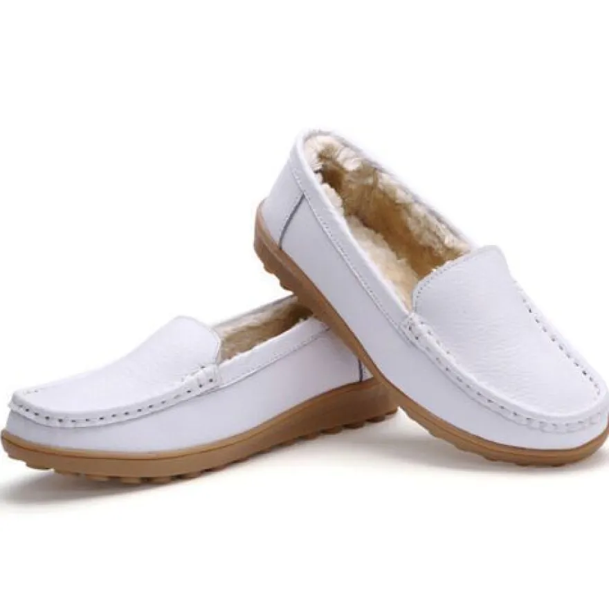 Damen Warme Slipper Schlupfen Wohnungen Frauen Rutschfest Winter Slip Bootsschuh